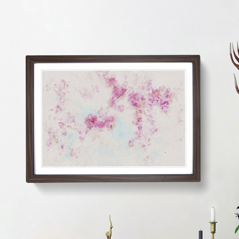 Pink Cherry Blossom Tree in Spring - Framed Print, 24cm H x 33cm W x 2cm D, Walnut Framed