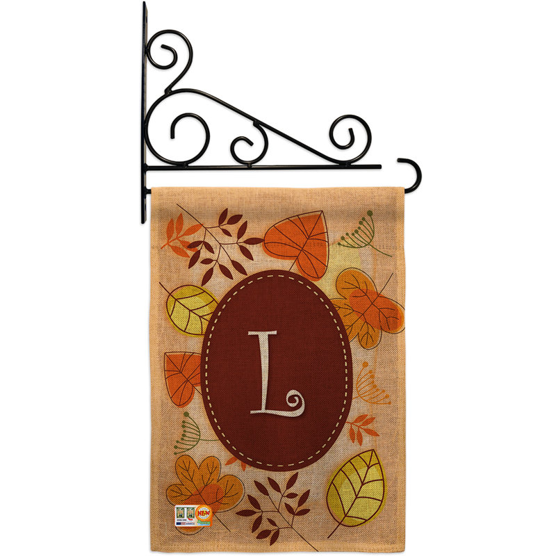 En toile jute 2 côtés de l’automne r initial 2 côtés 19 po x 13 po ensemble de drapeau, L
