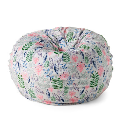 Fauteuil à billes à motif de feuilles - Housse arrondie confortable rembourrée de mousse de 3 pieds avec fermeture à glissière sécurisée