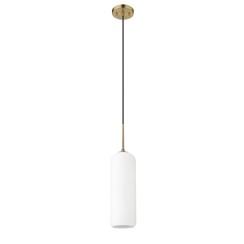 Campos 1 - Light Kitchen Island Pendant, 132" H x 5.25" W x 5.25" D, Heritage Brass, White