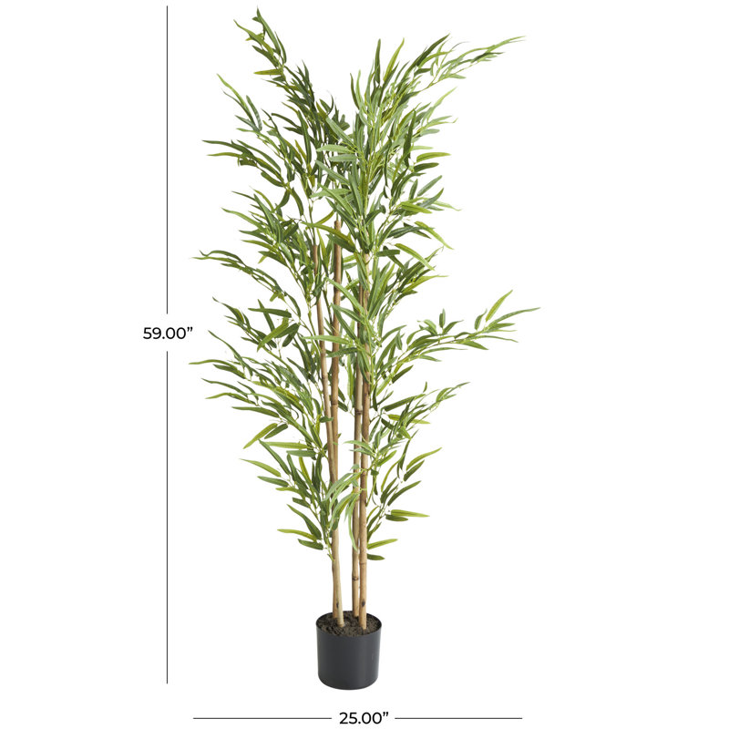 Faux Foliage Tall Bamboo Indoor Outdoor Green Artificial Tree with Black Pot