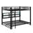 Metal Queen Over Queen Bunk Bed With Storage Cabinets And LED