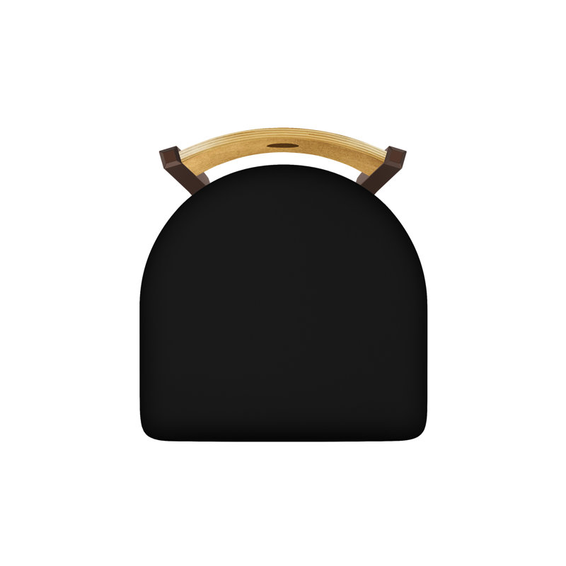Tabouret pivotant Voltaire, Érable moyen, Bronze, Siège en vinyle noir / dossier moyen en érable