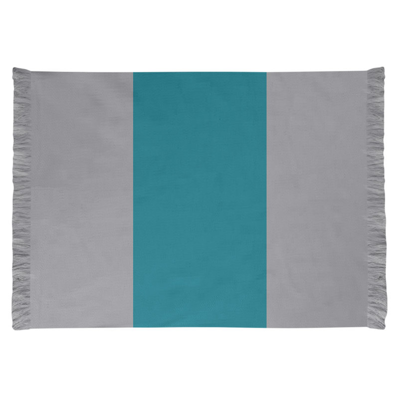 Tapis à rayures 4,6 pi x 5,5 po gris/bleu foncé