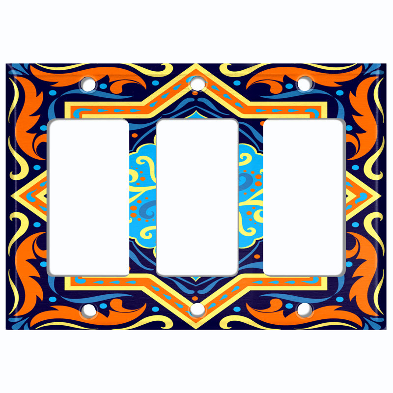 Plaque murale berçante 3 bandes Elegant Tile, Bleu / Orange