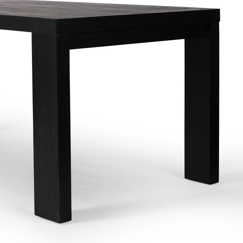 Millie Solid Oak Dining Table, 30" H x 72" L x 72" W, Drifted Matte Black Veneer