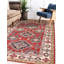 Tapis unique en laine noué à la main 6 pi 7 po x 9 pi 4 po nouvel âge en rouge / bleu / ivoire