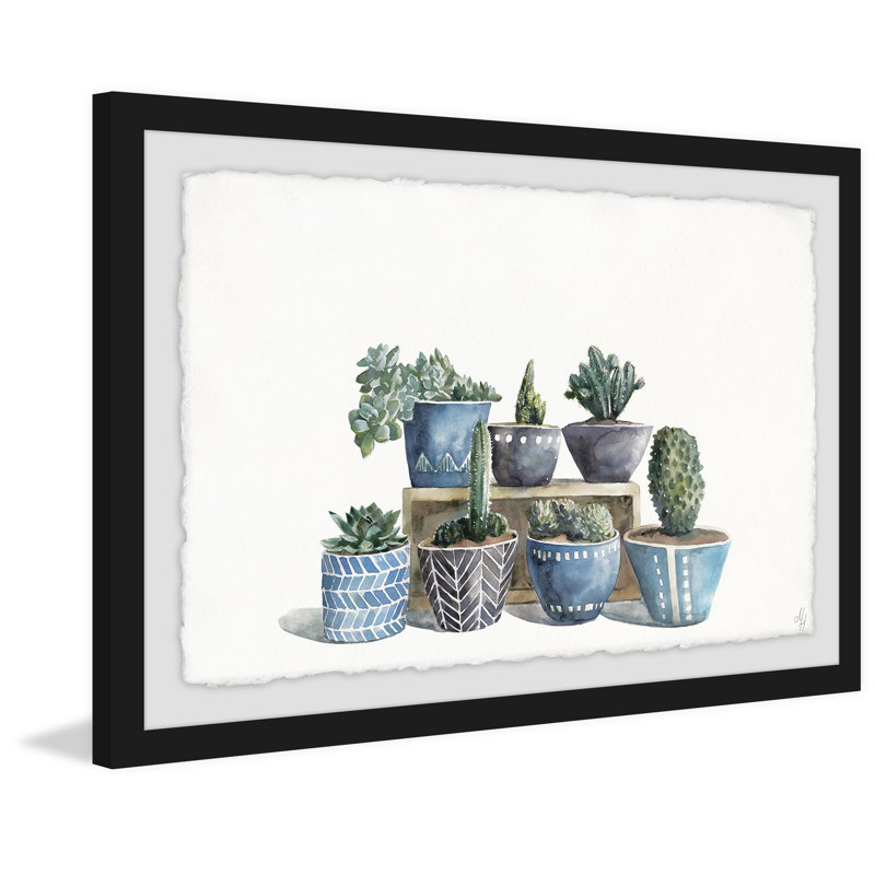 Patterned Pots - Single Picture Frame Painting, 30 cm H x 46 cm W x 3.81 cm D