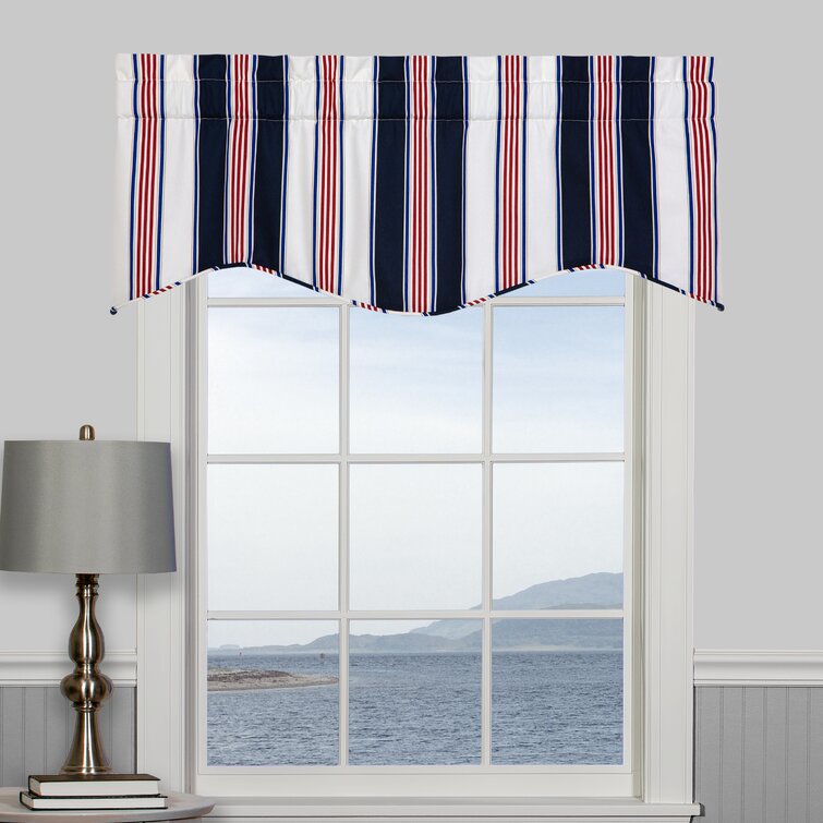 thomasville at home Striped Cotton Scalloped 52'' W Window Valance in ...