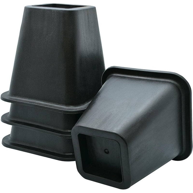 Black Heavy-Duty Plastic 6" Square Bed Risers Set
