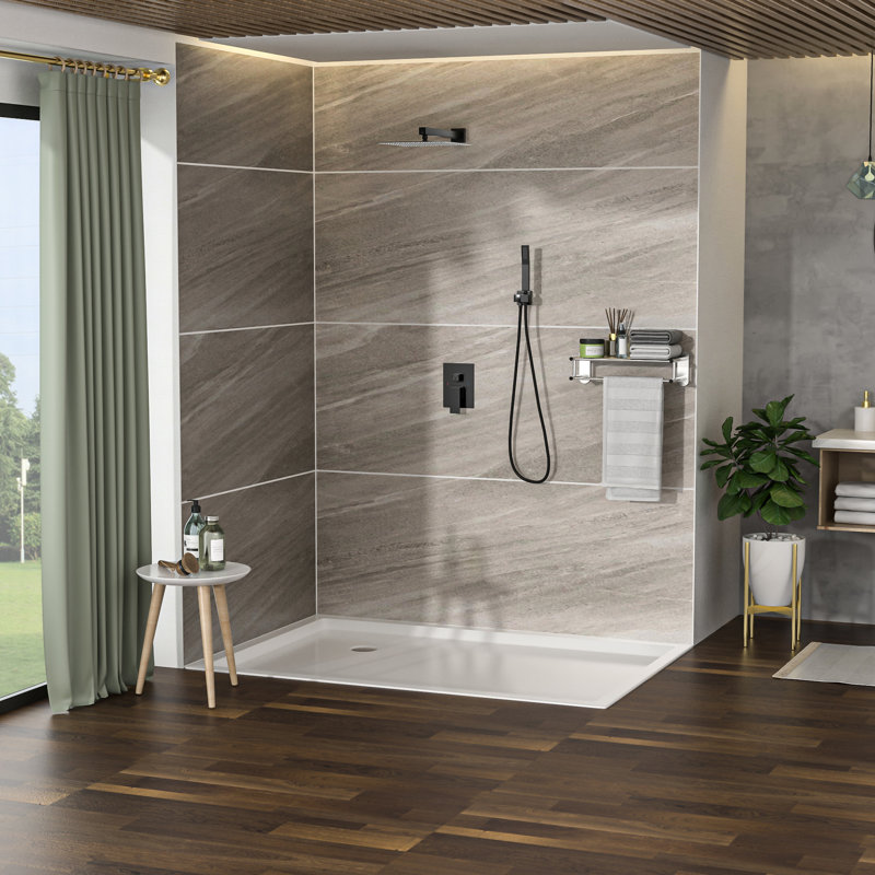 Wall Mounted Dual Shower - 12 Inch Square, Matte Black, Primary Material Stainless Steel Black System With Heads