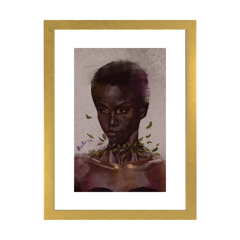 « Fall » par Adekunle Adeleke-reproduction d’art, Papier encadré doré, Blanc, H 32 po x l 24 po x P 1 po