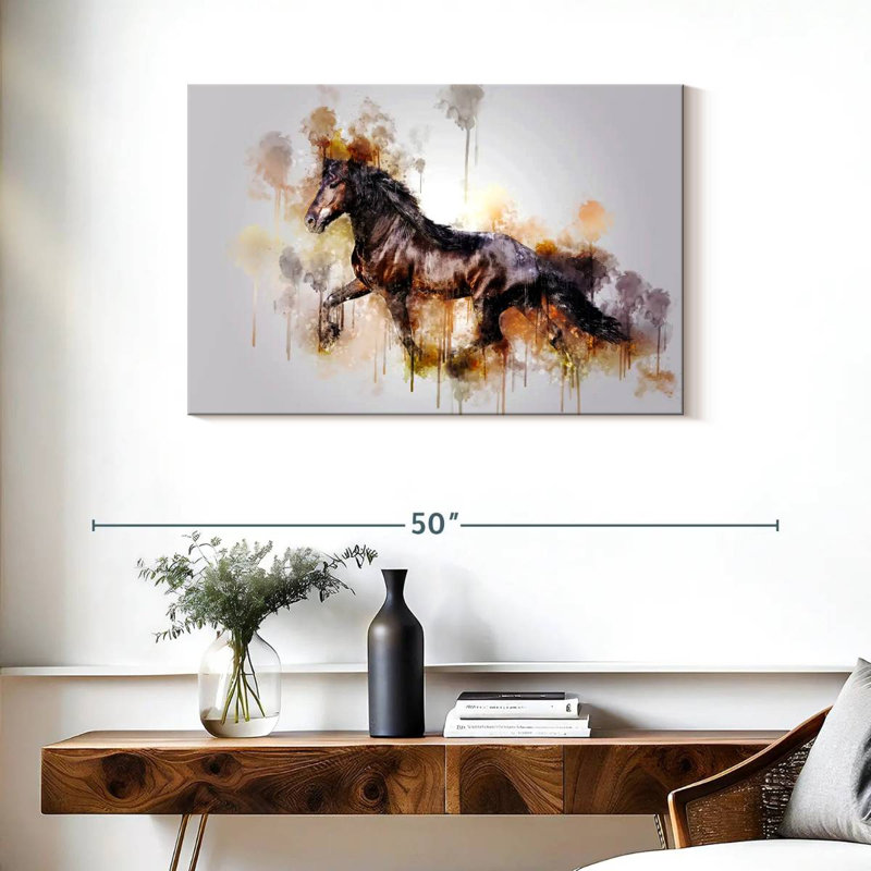 Black Horse Running, 24" H x 36" W