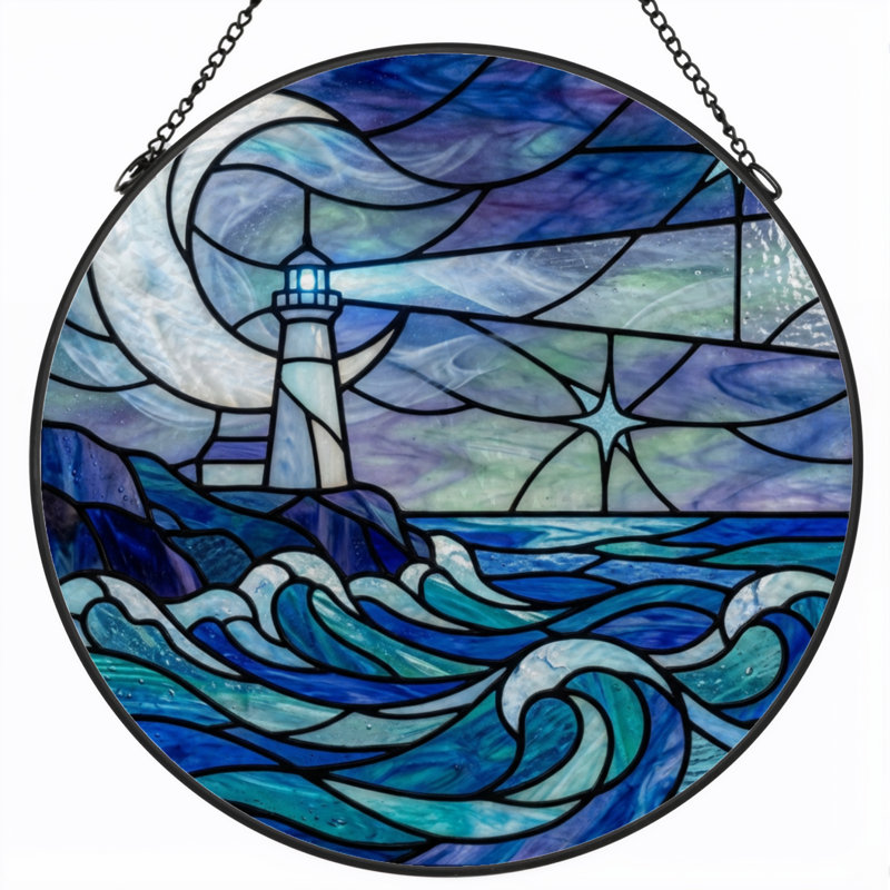 Panneau de vitrail en verre coloré 7,8 po H, H 7,8 po x l 7,8 po