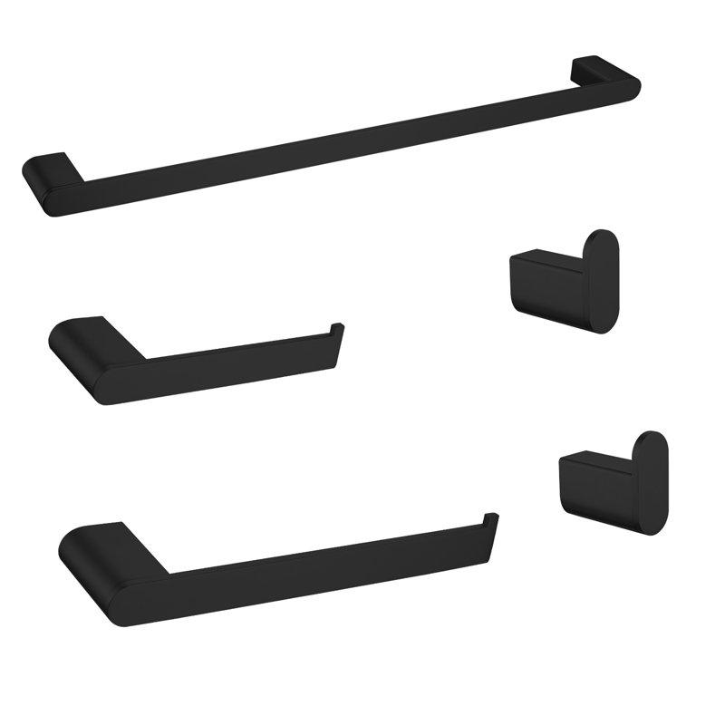 Ensemble de quincaillerie de salle de bain 5 pièces, Noir mat