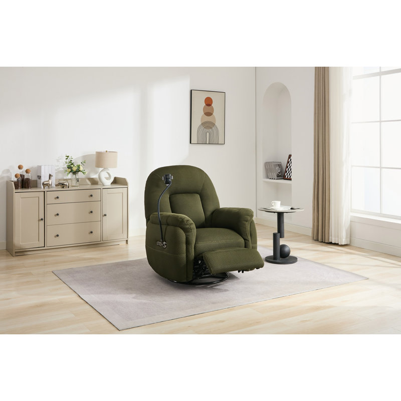 Bavita Upholstered Swivel Armchair, Green