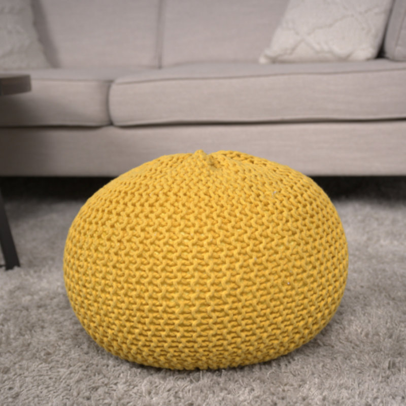 Repose-pieds tricoté en coton rond, multi-usage comme repose-pieds et coussin de sol, capacité de poids de 200 lb, rembourrage de billes de polystyrène, décoration parfaite pour les salons et les chambres