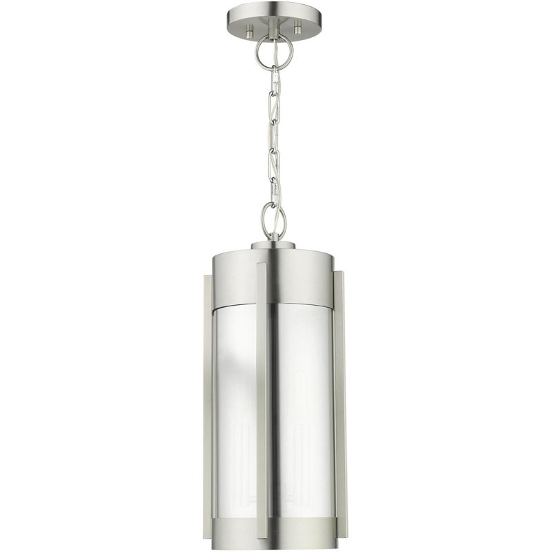 Brushed Nickel and Smoked Glass Outdoor Pendant Lantern