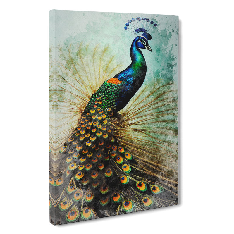 Peacock In Watercolour No.2 - Wrapped Canvas, 76cm H x 50cm W x 3cm D