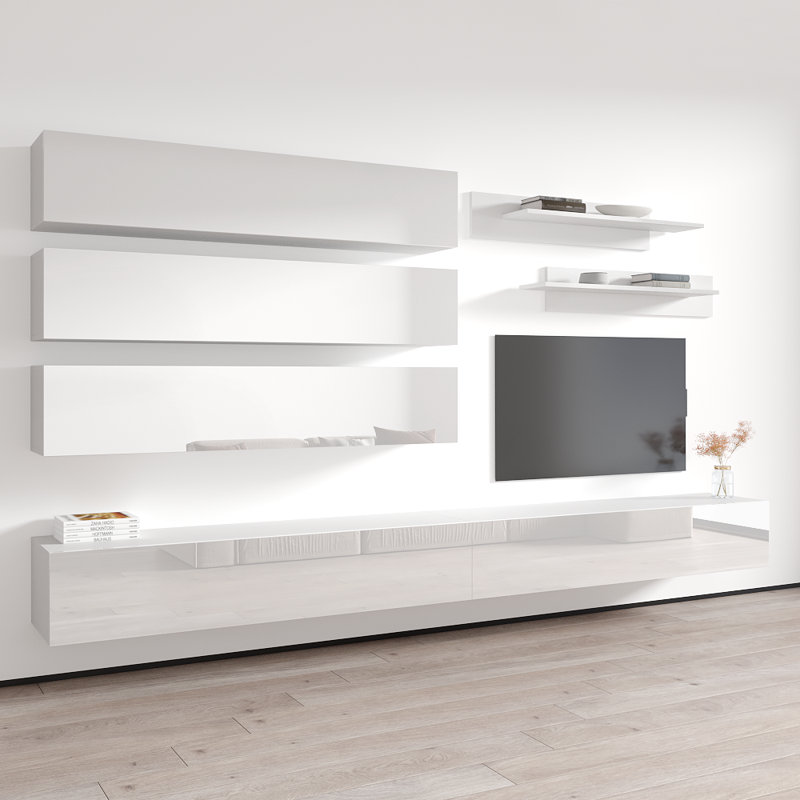 Meuble audio-vidéo flottant pour téléviseur de 70 po ou moins Waddington, Blanc