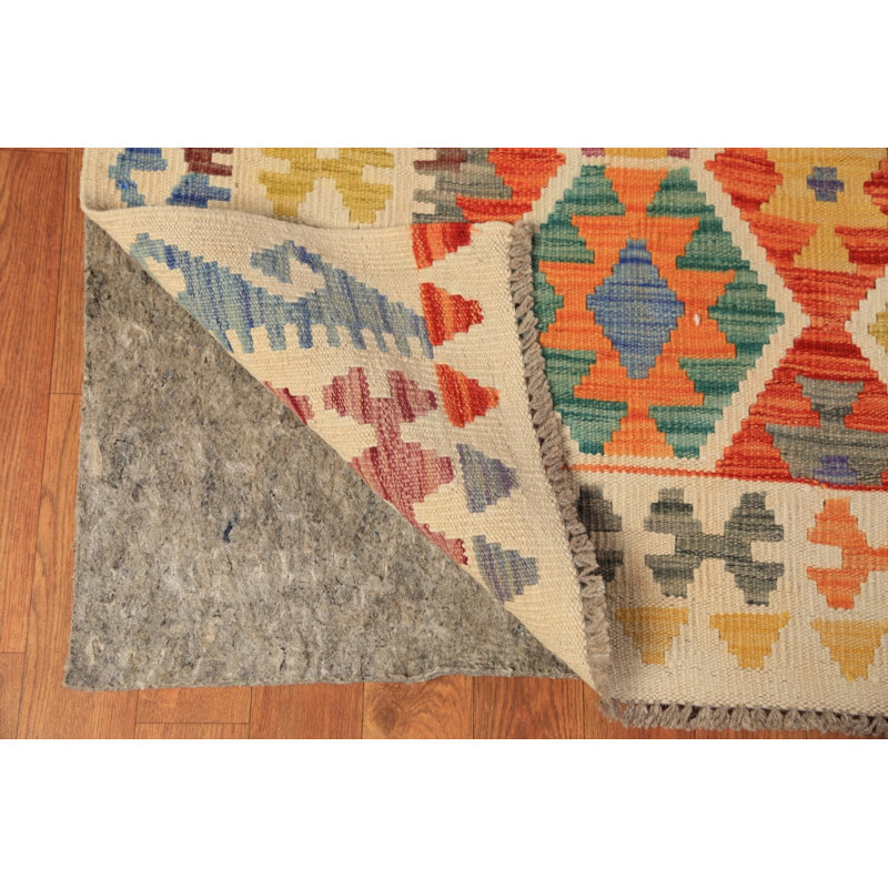 Tapis oriental en laine tissé à plat 9 x 12