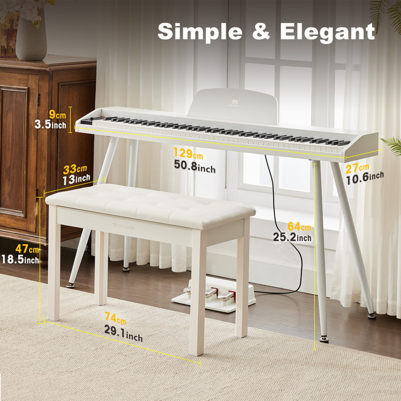 Jeu de musique électrique avec banc, Blanc