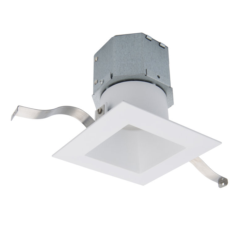Sleek Square 5" White Aluminum LED Recessed Light Kit - Energy Star