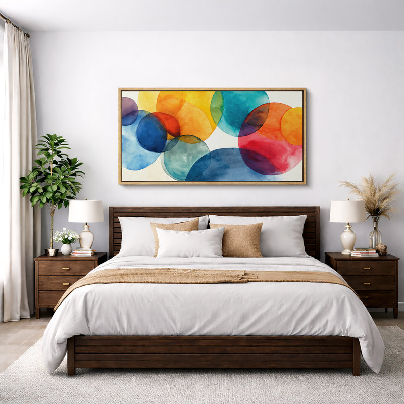 Œuvre abstraite, cercles colorés, images de salon, impression sur toile giclée sur toile, Cadre naturel