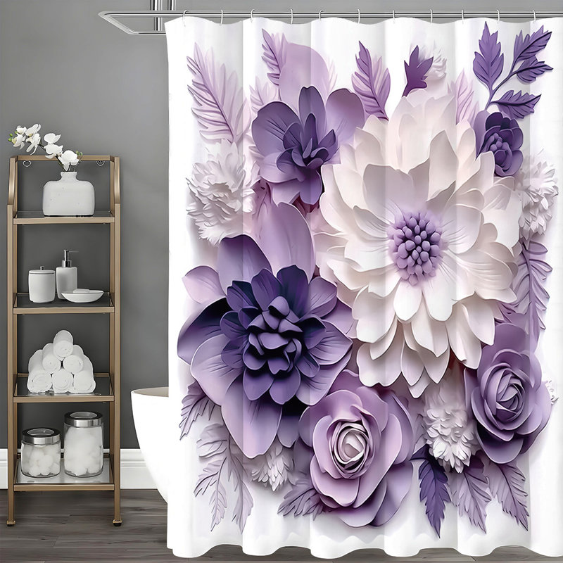 Floral Shower Curtains with Hooks Included