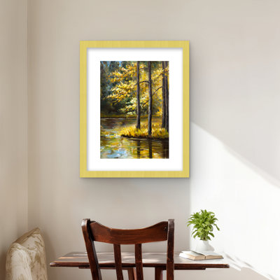 Paysage d'automne au bord de l'eau | Reproduction encadrée matte pour la décoration