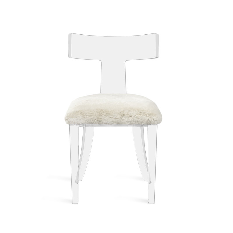 Ivory Faux Fur Upholstered Acrylic Side Chair