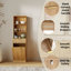 Armoire de rangement haute et étroite avec compartiment poubelle basculant, meuble de rangement de cuisine en noyer cannelé avec tiroir et étagères ouvertes-1179302824