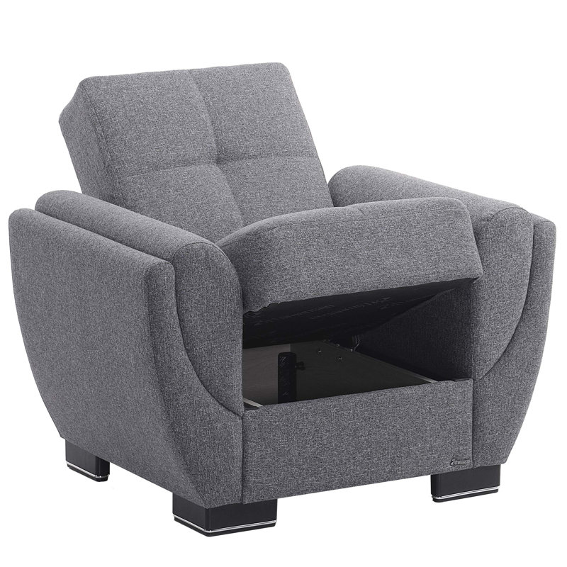 Fauteuil convertible avec accoudoirs convertibles 3-en-1 Jaliah, Chenille grise