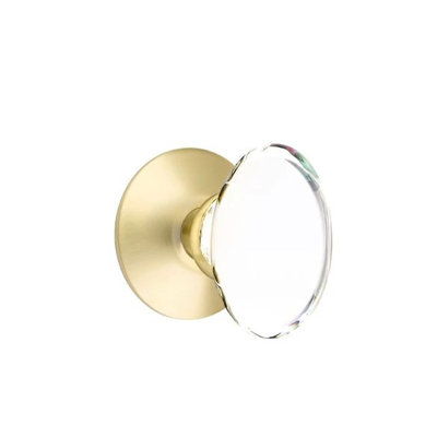 Ensemble de mortaise intérieure Emtek avec rosette moderne et poignée en verre Hampton (droite)
