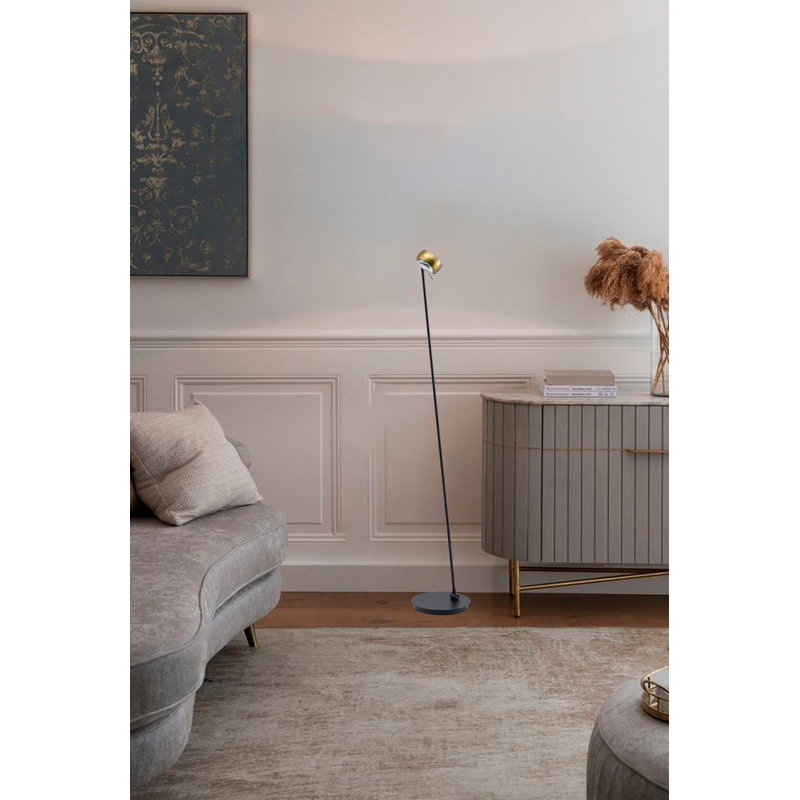 1-Light Black Aluminum LED Floor Lamp With A Shade And Clear Crystal Cover