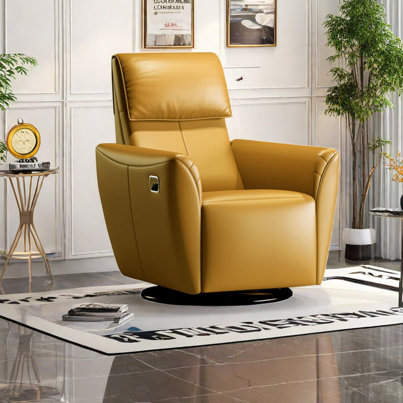 Leahey Faux Leather Recliner, Yellow Faux Leather