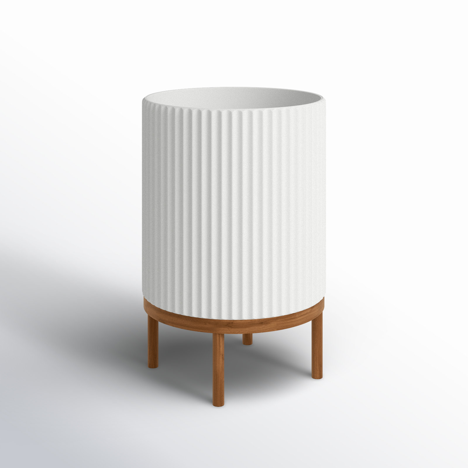 Demi Pot Planter, 1, White/Brown, 22" H x 14.75" W x 14.75" D
