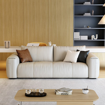 Khaki Genuine Leather Standard Sofa cushion Loveseat
