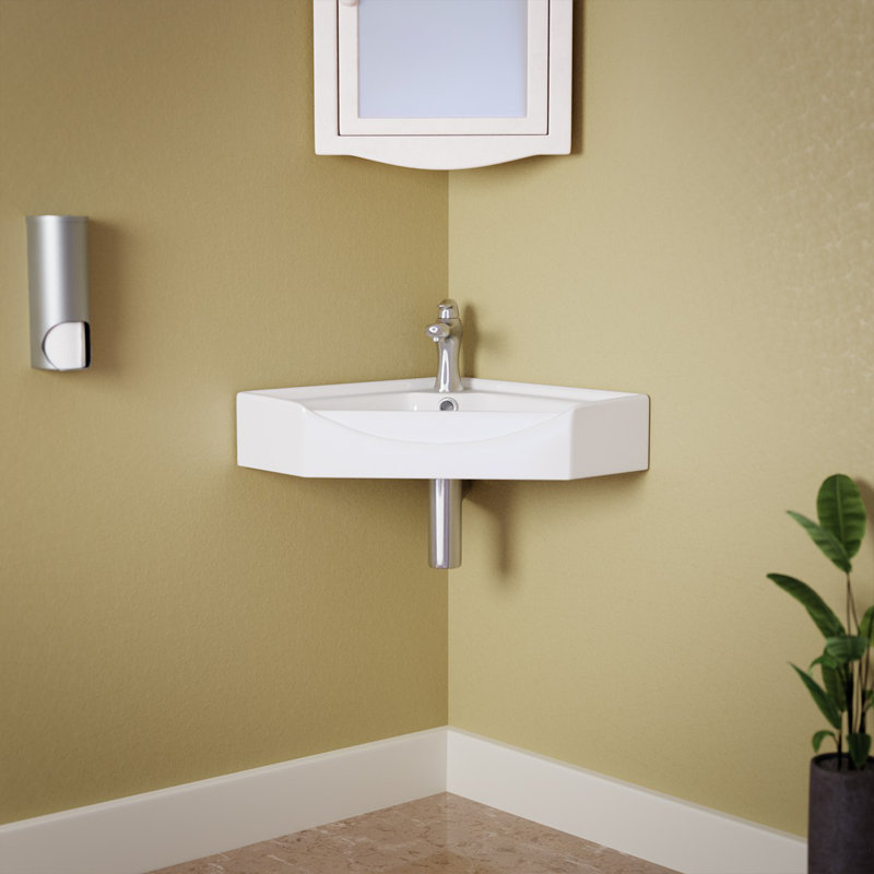 Lavabo d'angle et trop-plein en porcelaine vitrifiée 24 po