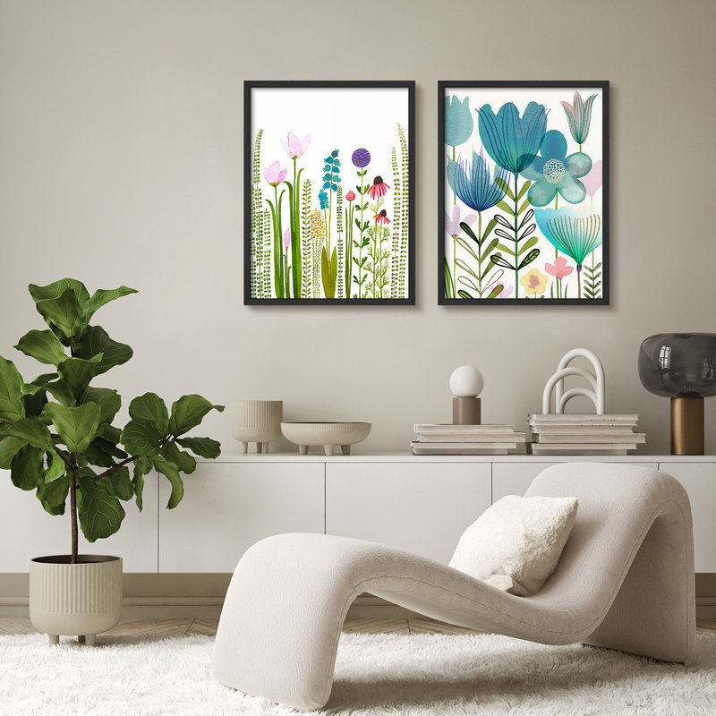 "Green Wildflowers", variété moderne et vibrante, Naturel / naturel, H 14 po x l 11 po