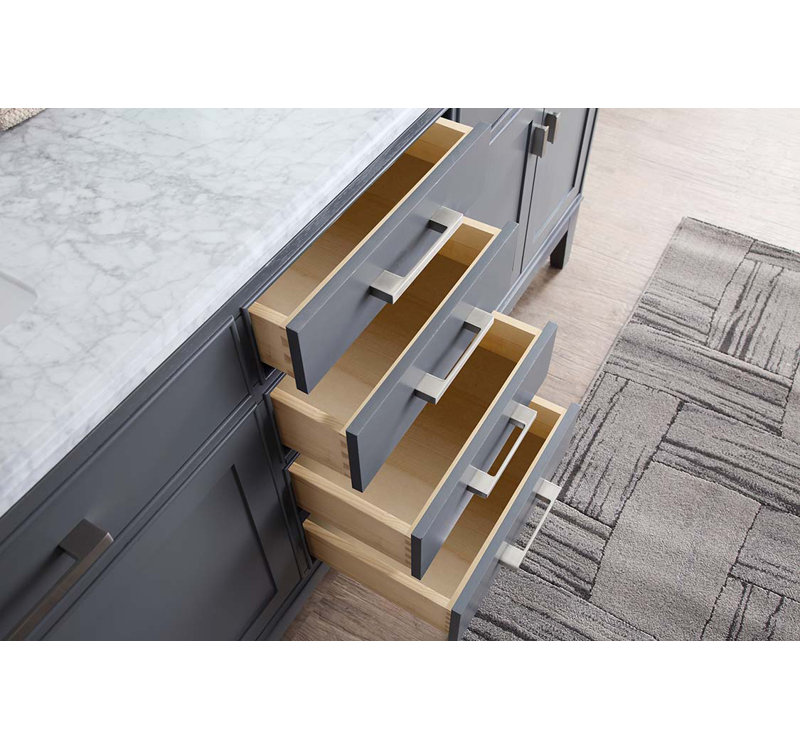 Herrell 72'' Double Bathroom Vanity with Carrara Marble Top, Maple Gray