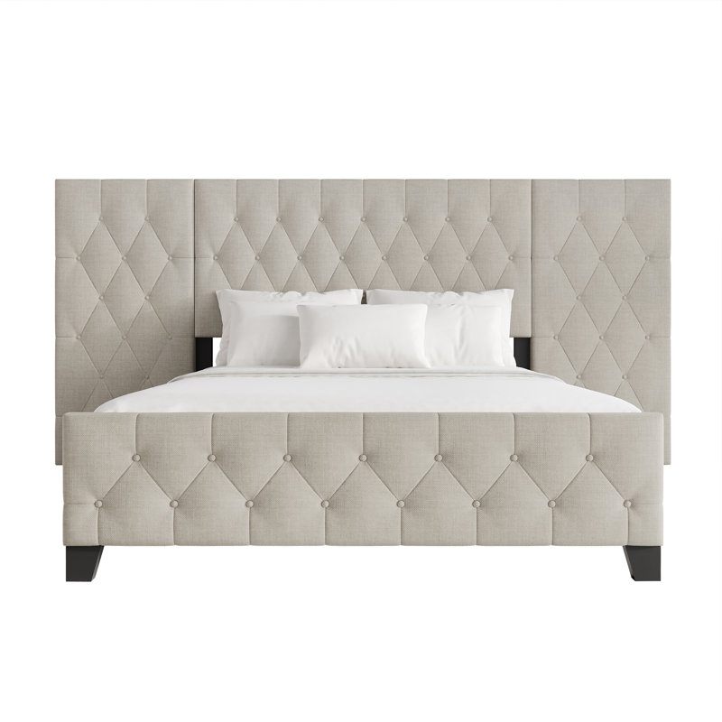 Grand lit mural en lin gris chaud, Grand, Gris chaleureux
