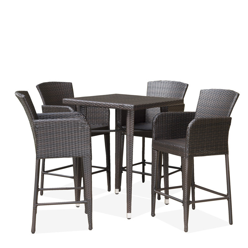 Sallee 4 - Person Wood Patio Dining Set with Square Table