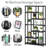79-Inch 7-Tier Black Etagere Bookcase, Industrial Open Display Shelving with 10 Storage Tiers