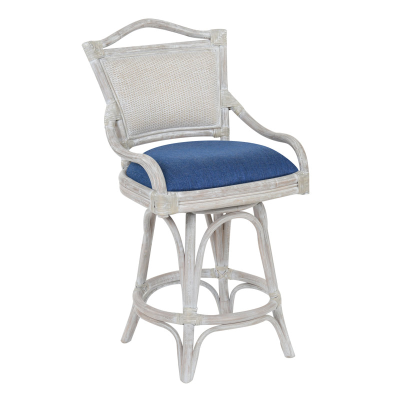 Cilurso Swivel Upholstered Counter Stool, Navy Blue