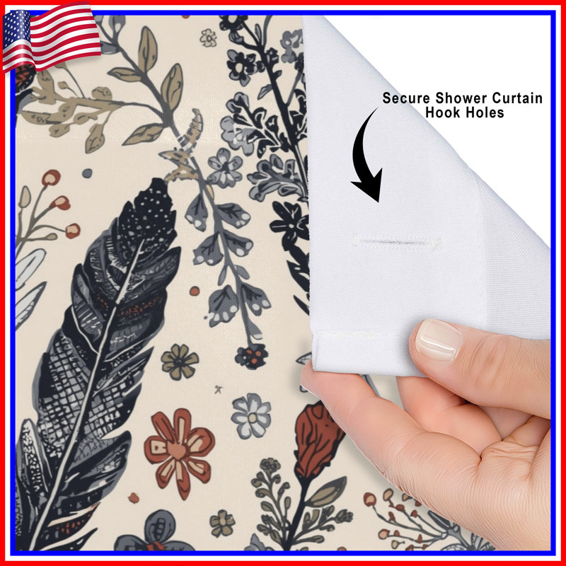 Rideaux de douche Feathers And Wildflowers, L 70 po x H 72 po