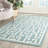 Rodgers Flat Weave Banana Silk/Wool/Cotton Geometric Rug in Seafoam/Ivory-200819478