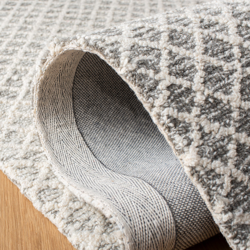 Micro-Loop Hand Tufted Wool And Cotton Geometric Rug, Rectangle 6' x 9'
