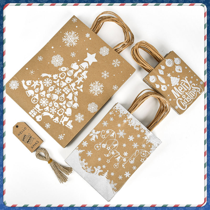 24 pièces de sacs-cadeaux de Noël en vrac avec poignées