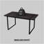 Table de salle à manger 59 po en bois aggloméré rectangulaire industriel moderne noir, 4 à 6 personnes, 1,5 po d'épaisseur en bois d'ingénierie et pieds en métal rectangulaires noirs, utilisé pour la maison et la cuisine-140871511